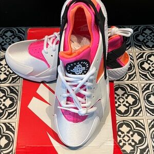 Nike Women's Athletic Shoes - White with Pink and Orange Accents